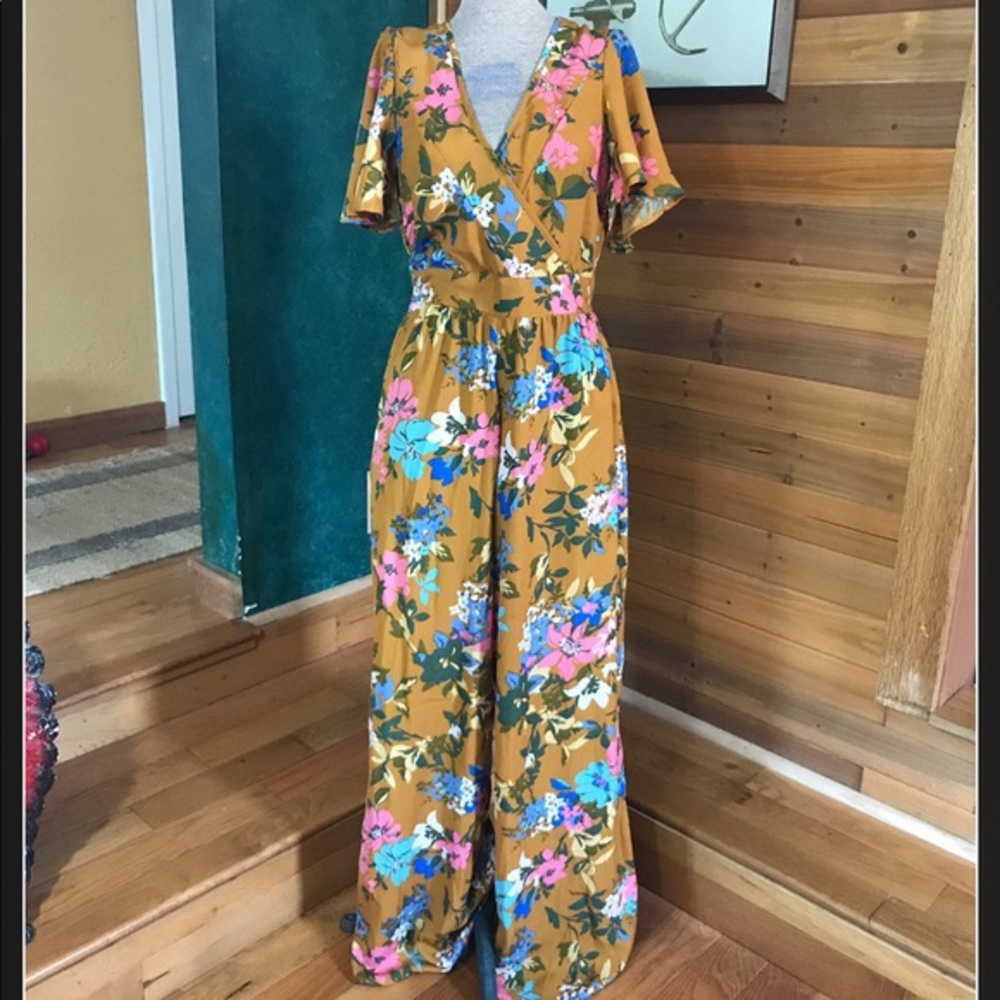 Band of Gypsies Floral Jumpsuit Small